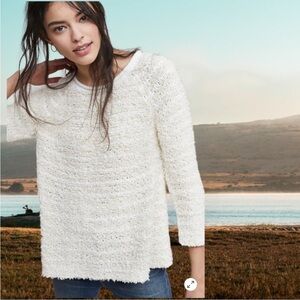 by Anthropologie Jackie Textured Cream Chunky Knit Sweater Striped